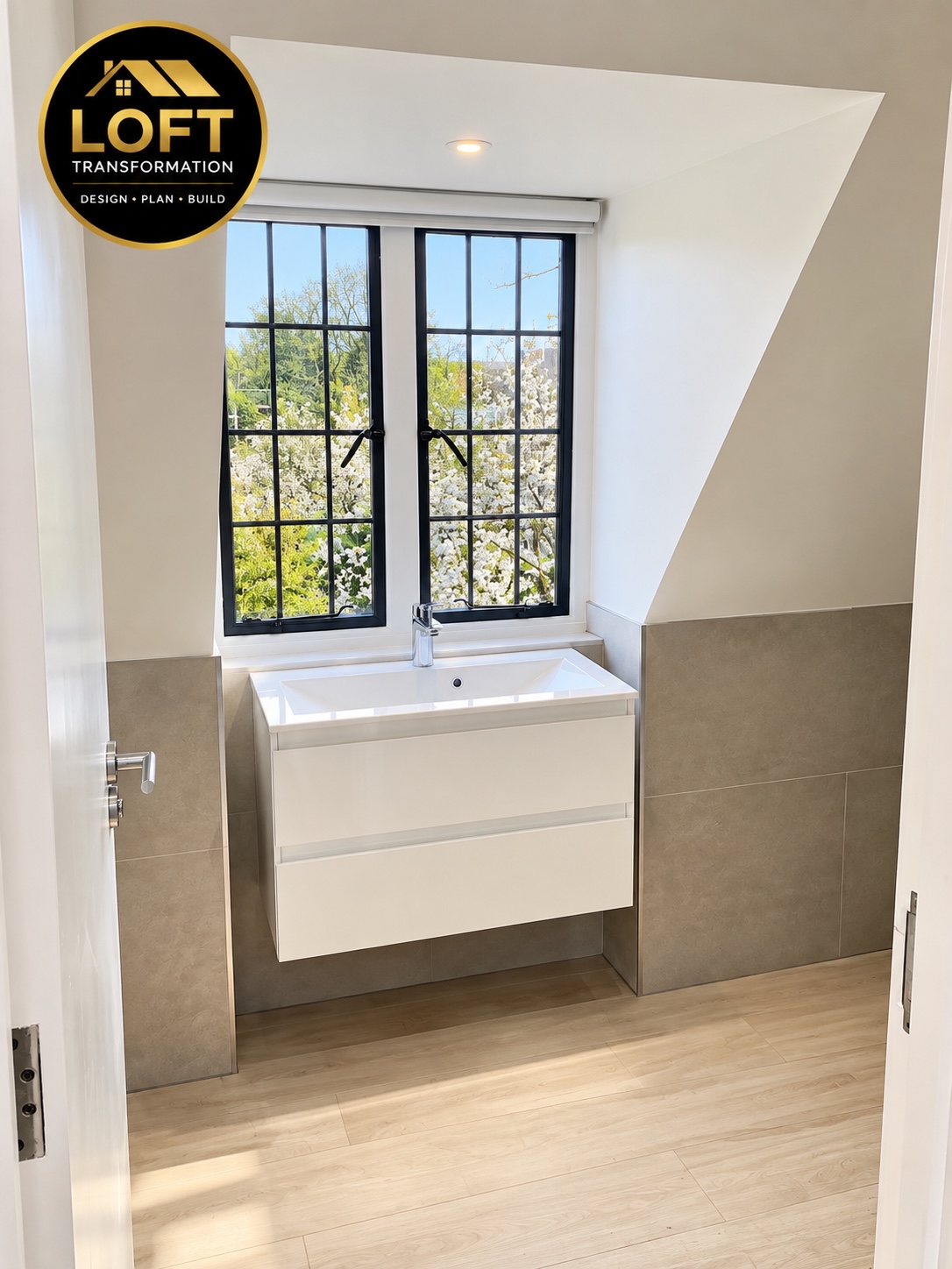 Bright completed loft bathroom