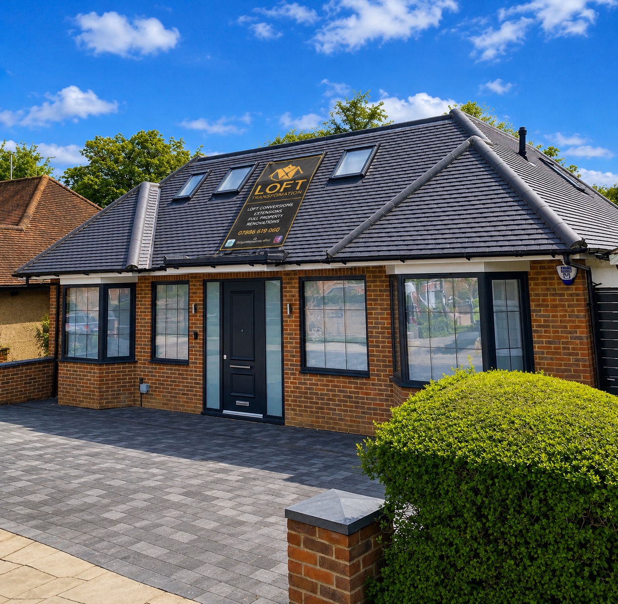 Completed bungalow loft conversion with rooflights